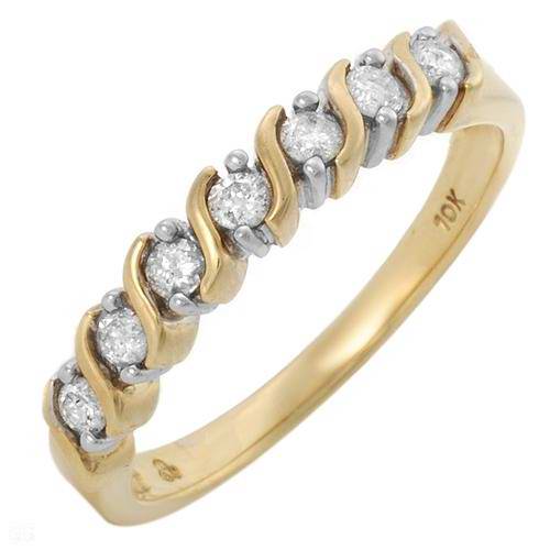 GENUINE DIAMOND 7-STONE CHANNEL RING IN 10K GOLD